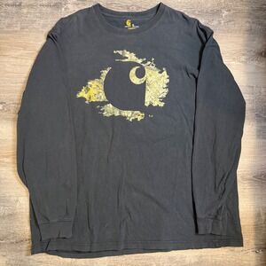 Carhartt Mens Graphic Long Sleeve T Shirt XL Black Camo Logo Original Fit